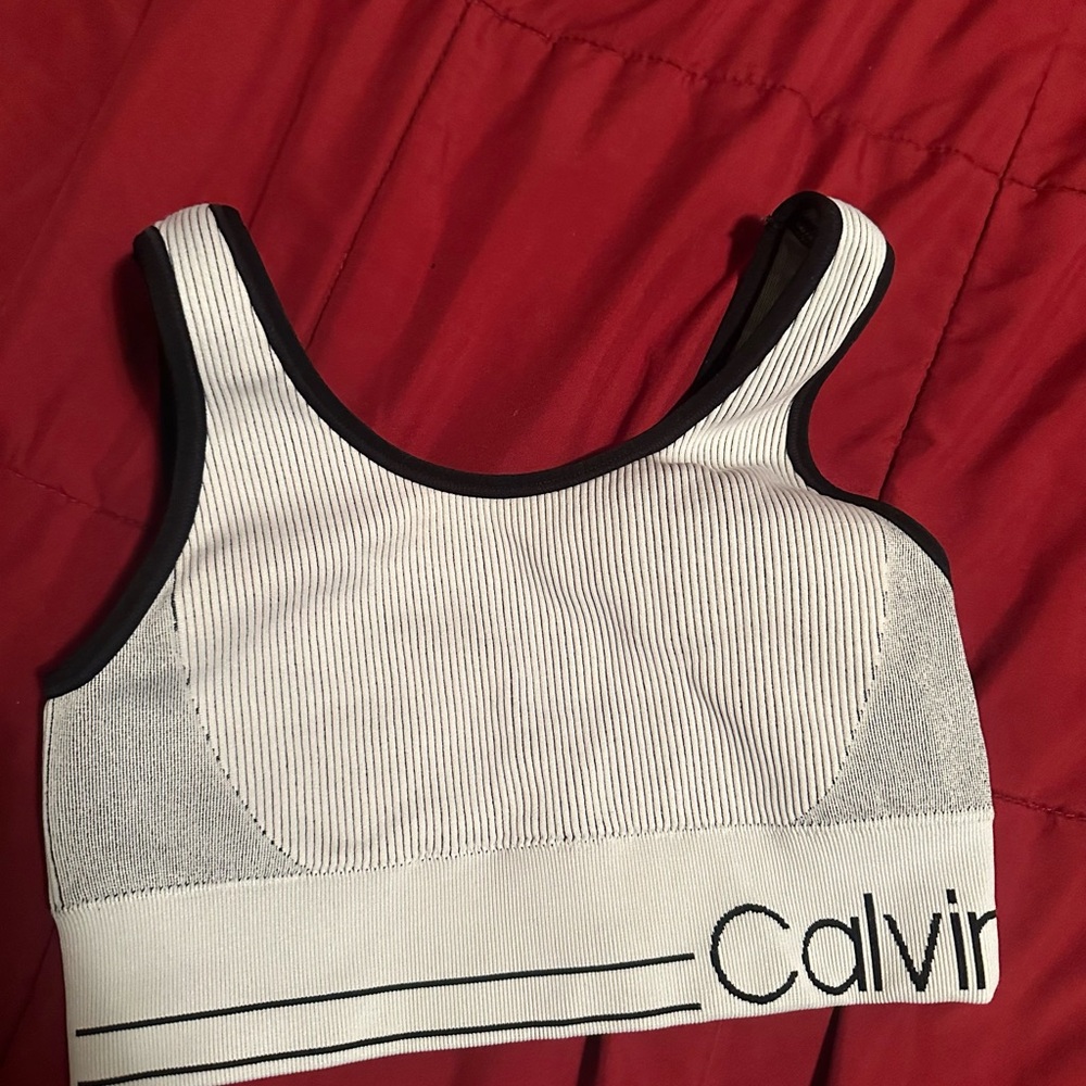 Calvin Klein Ribbed White and Black Sports Bra